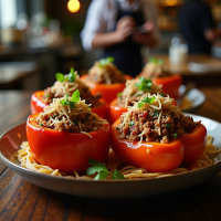 Spooky Stuffed Bell Peppers